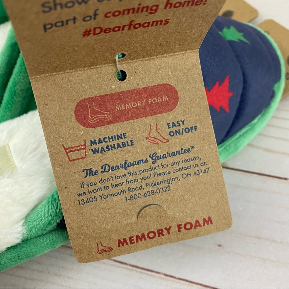 New DF Dearfoams Christmas Tree Scuff Slippers Memory Foam Size S 5-6 - Picture 8 of 9